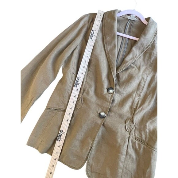 J Jill 100% Linen Blazer Jacket Women's M Brown Button Up Pockets Long Sleeve - Picture 8 of 12